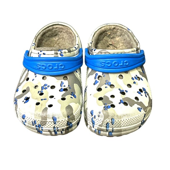 Crocs Child’s Classic Lined Gray Camo Clogs Size C-9 - Picture 3 of 5
